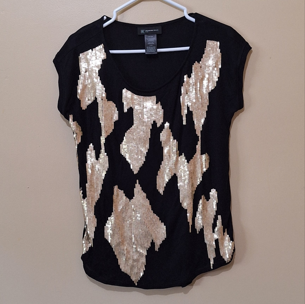 Inc International Concepts Gold Sequin Shirt